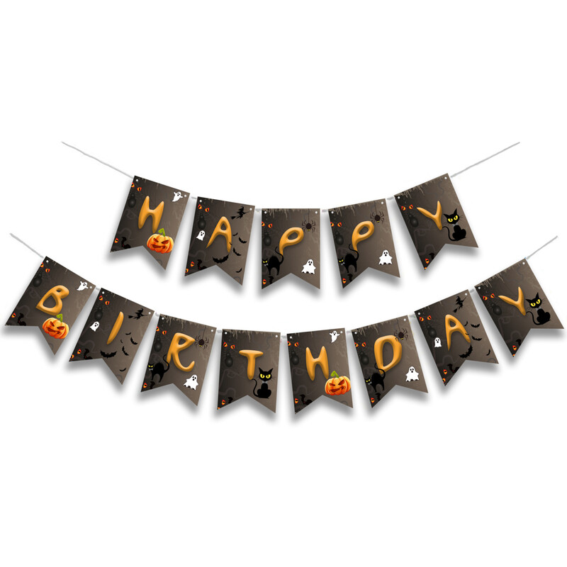 Γιρλάντα Γράμματα Halloween Κολοκύθες Happy Birthday