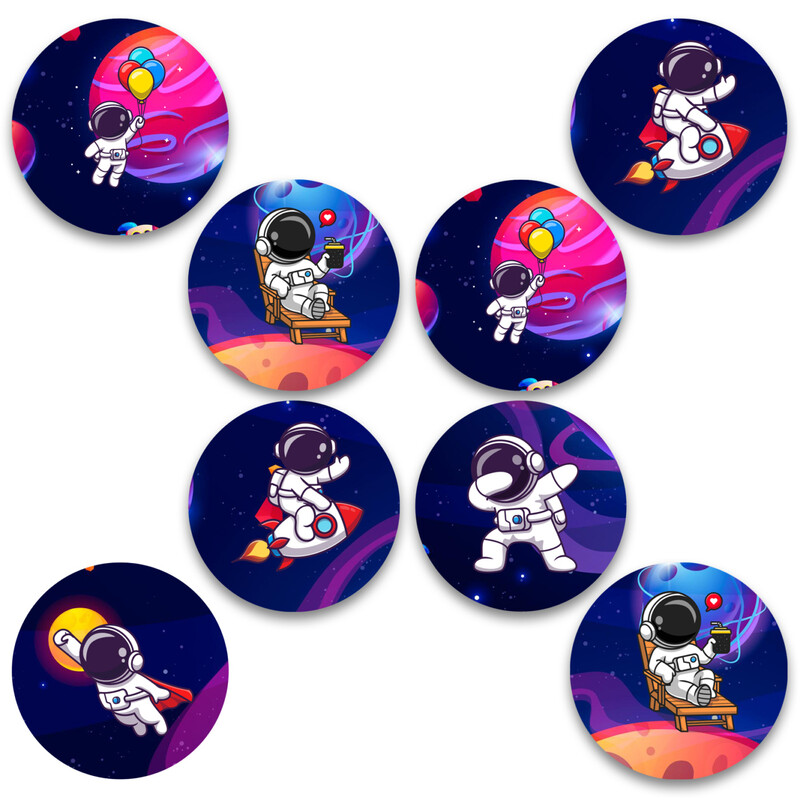 Στρογγυλά αυτοκόλλητα Space / 8 τμχ