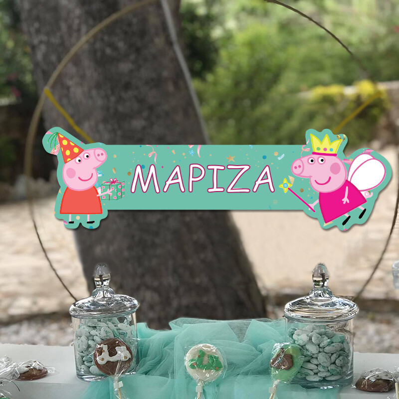 Ξύλινο διακοσμητικό Peppa με όνομα/ 35cm*15cm