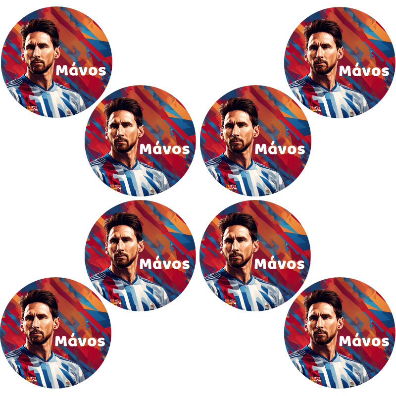 Στρογγυλά αυτοκόλλητα Messi / 8 τμχ