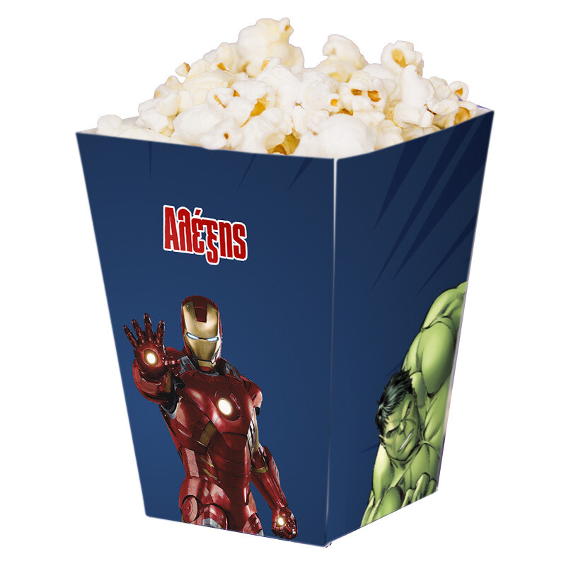 Κουτί Pop Corn με όνομα Avengers 15cmx9cmx9cm