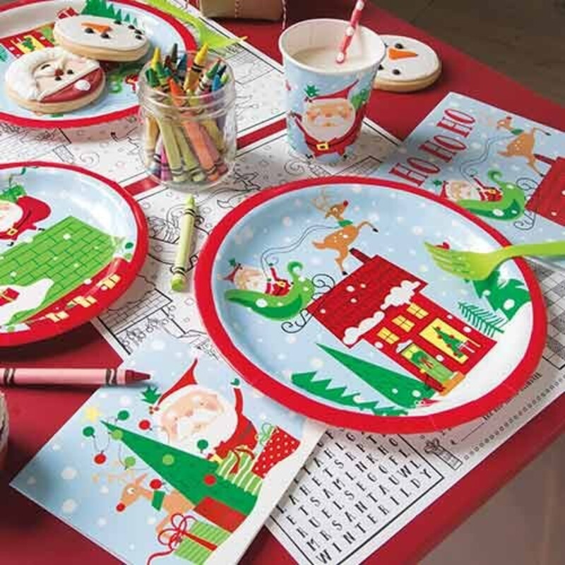 Πιάτα Χάρτινα Φαγητού Άγιος Βασίλης  /  8 τμχ - Colorful Santa