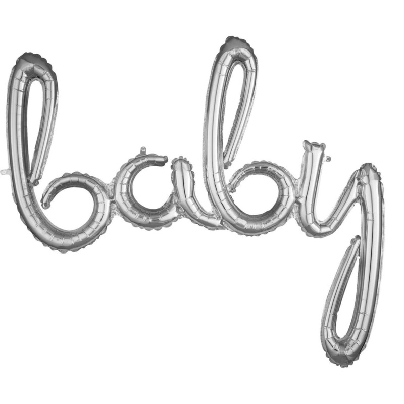 Μπαλόνι Φοιλ Script Phrase `Baby` Ασημί 99 x 83 εκ
