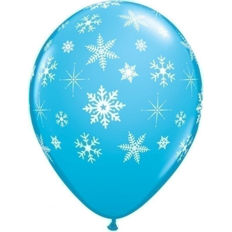 Μπαλόνια Λάτεξ 11 Snowflakes & Sparkles Robins Egg Blue /25 τεμ - Χιονονιφάδες