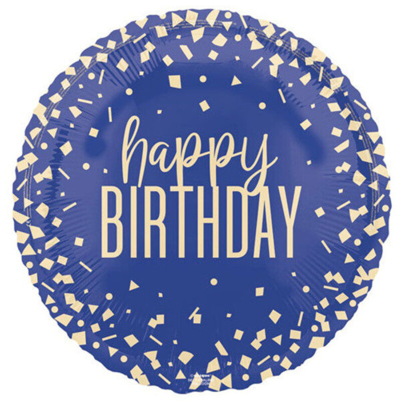 Μπαλόνι Φοιλ 18 Happy Birthday Confetti Navy / 46 εκ