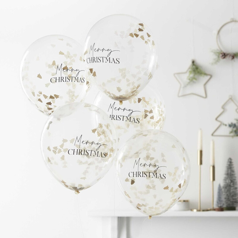 Μπαλόνια Merry Christmas με Κομφετί / 5 τεμ