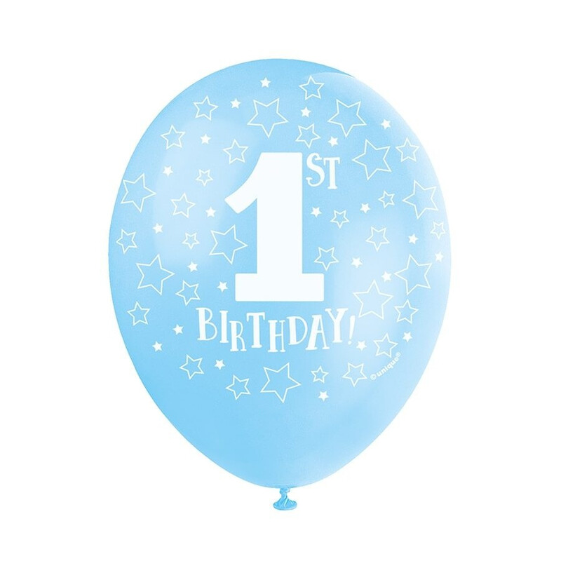 Μπαλόνια περλέ Σιέλ 12  1st Birthday  / 5 τμχ