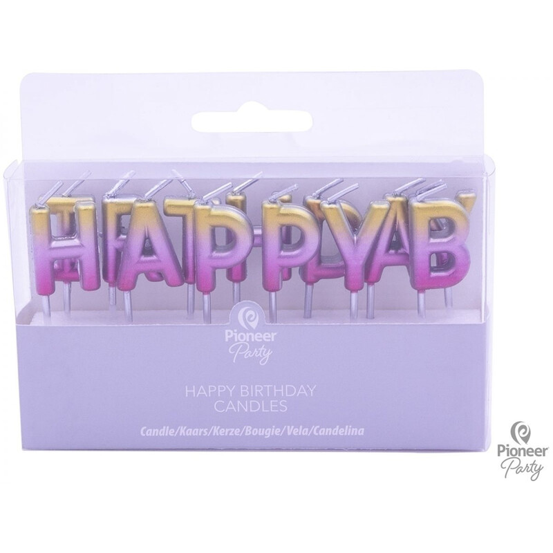 Κεριά Happy Birthday Rose Gold Ombre / 2.8 εκ - Ροζ Χρυσό & Λιλά