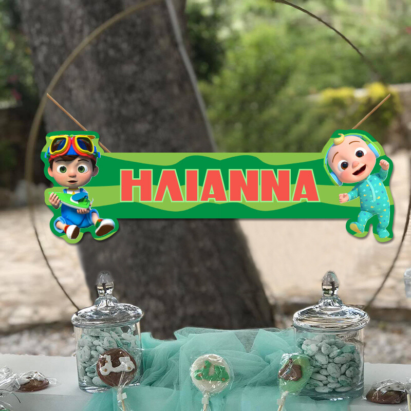 Ξύλινο διακοσμητικό Cocomelon με όνομα/ 35cm*15cm