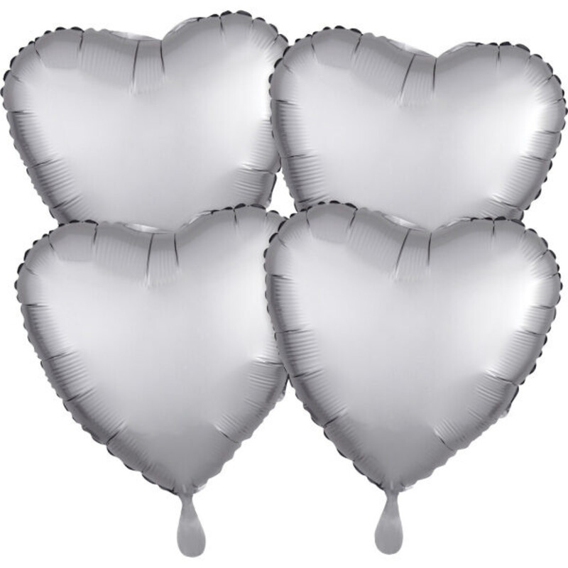 Μπαλόνι Φοιλ Καρδιά 18 Satin Luxe Platinum - Ασημί / 4 τεμ