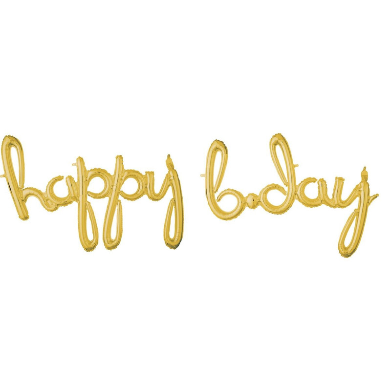 Μπαλόνι Φοιλ Script Phrase `Happy Birthday` Χρυσό