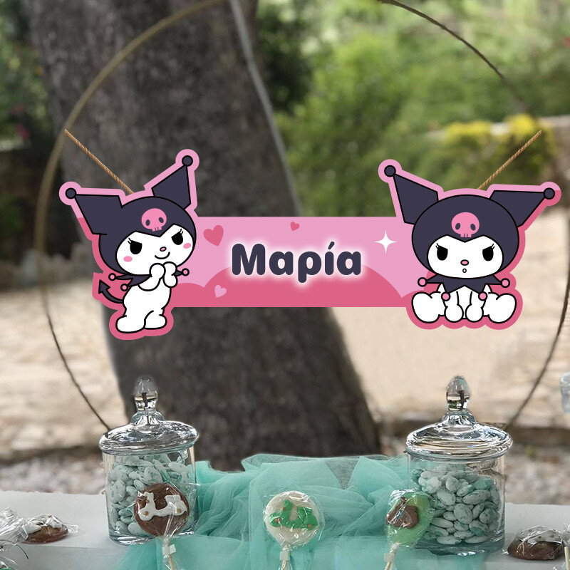 Ξύλινο διακοσμητικό Kuromi με όνομα/ 35cm*15cm