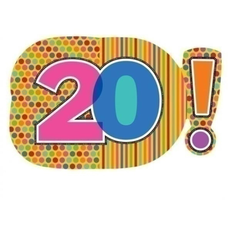 Φοιλ Μπαλόνι Σχήμα Birthday Dots Stripes Νούμερο 20 / 74εκ Χ 46εκ ύψος
