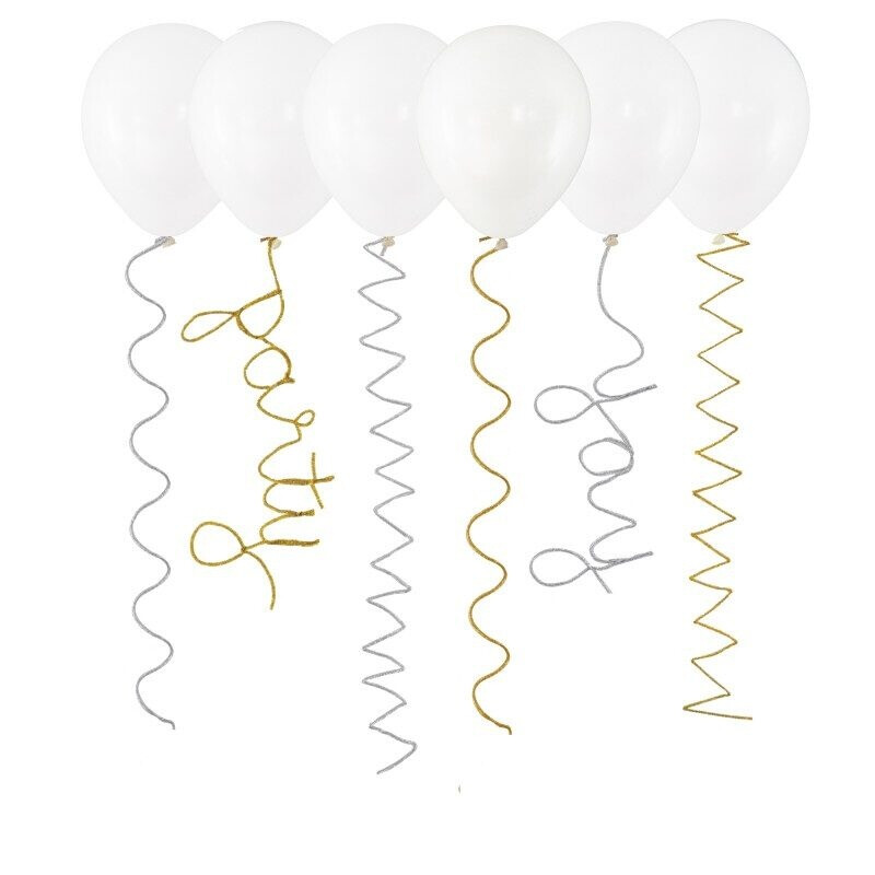 Ουρά Μπαλονιού Ασημί & Χρυσό Pipe Cleaner Balloon Tails / 6 τεμ