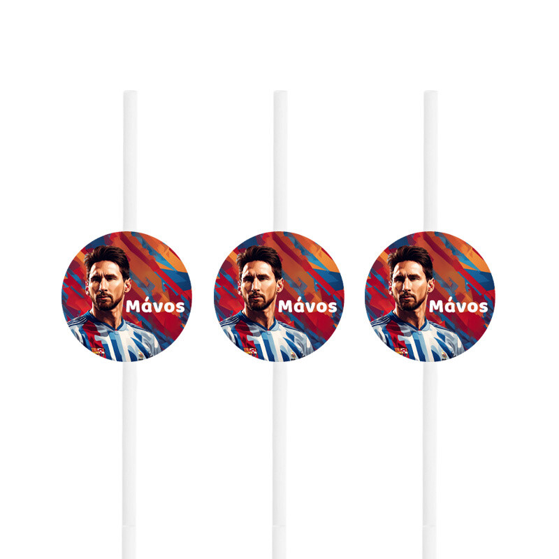 Χάρτινα καλαμάκια με όνομα Messi / 8τμχ
