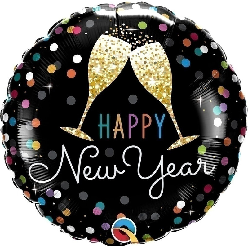 Μπαλόνι Φοιλ 18 Happy New Year Bubbly Wine Toast / 46 εκ