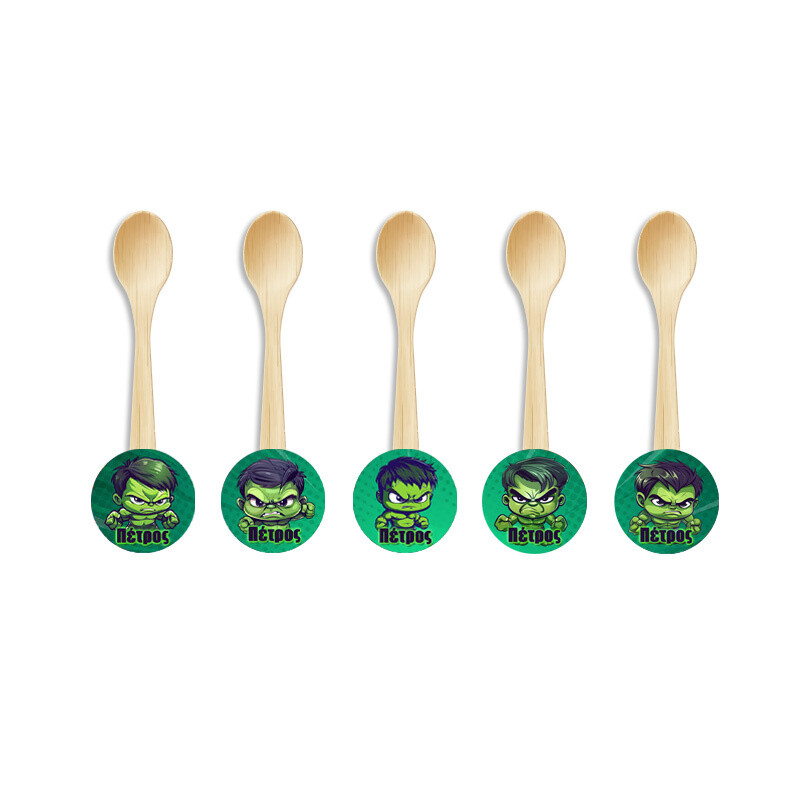 Ξύλινα Κουταλάκια με όνομα Baby Hulk / 8τμχ