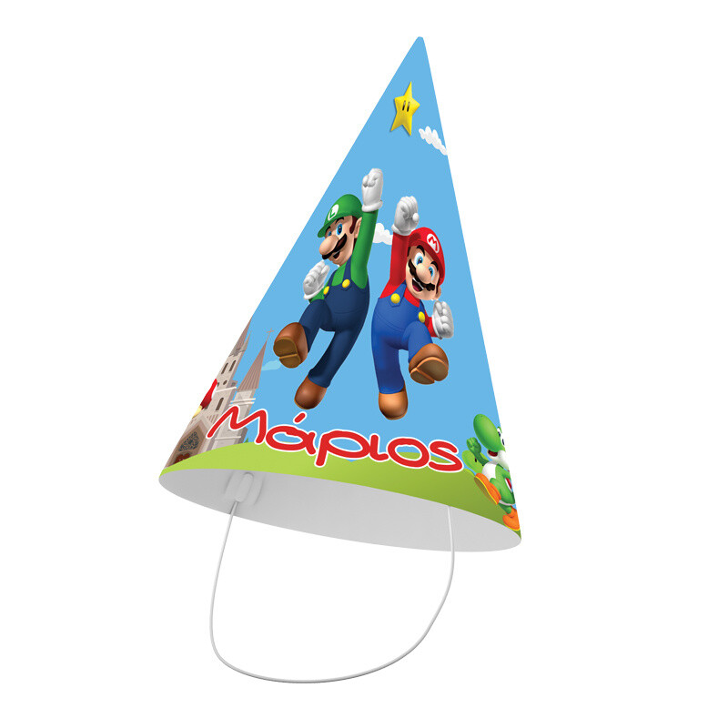 Καπελάκια πάρτυ με όνομα Super Mario/8τμχ