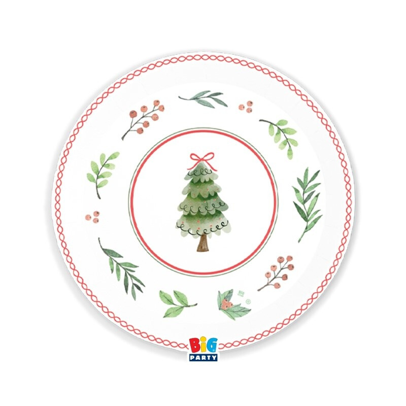 Πιάτα Χάρτινα Φαγητού 22εκ Joyful Christmas / 6 τεμ.
