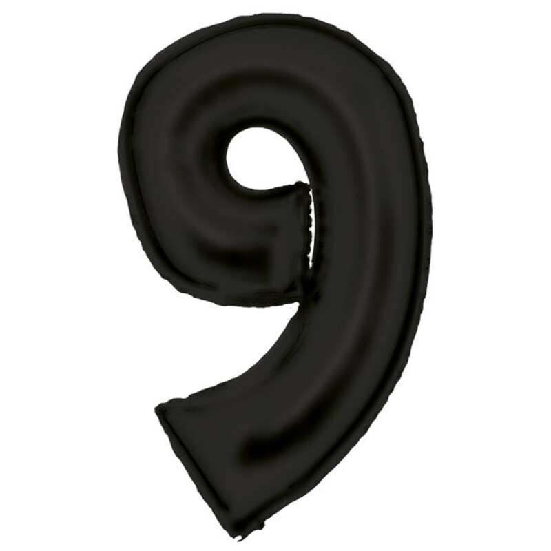 Μπαλόνι Φοιλ Σχήμα Μαύρο Νούμερο 9 - Silk Lustre Black / 86 εκ