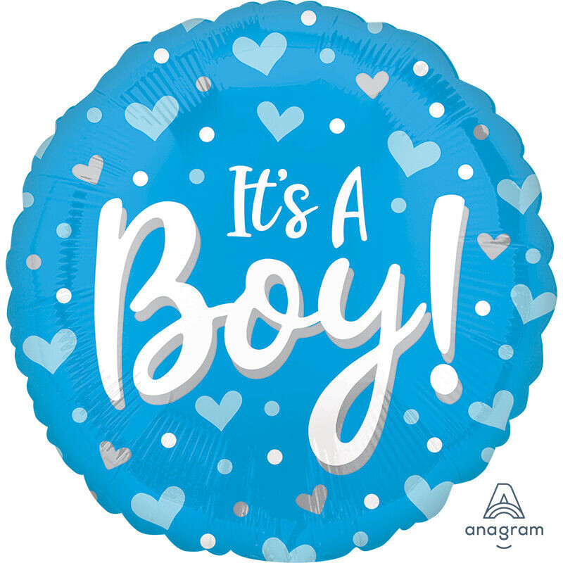 Μπαλόνι Φοιλ 18 It'a Boy Hearts & Dots / 46εκ