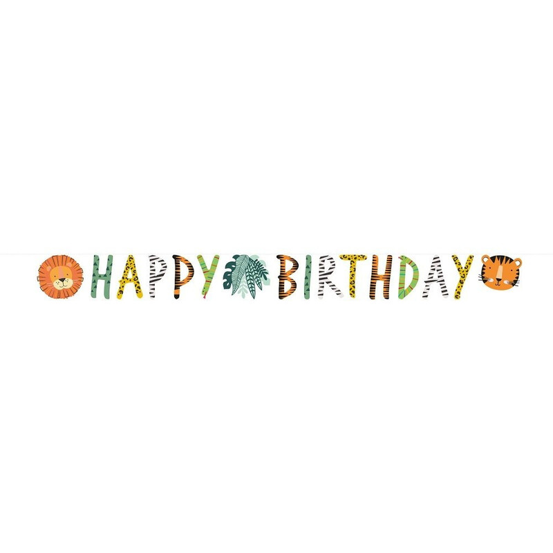 Γιρλάντα Χάρτινη Get Wild Ζωάκια Ζούγκλας Happy Birthday / 180 εκ