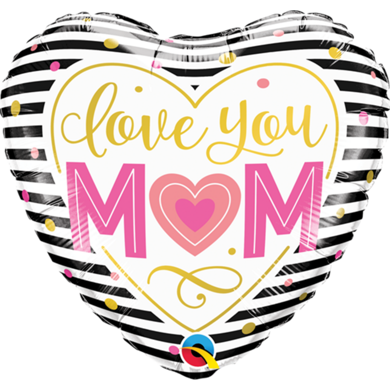 Μπαλόνι Φοιλ 9 Love You M(Heart)M Stripes / 23 εκ