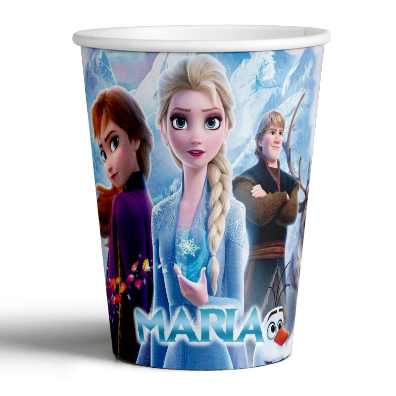 Ποτηράκια χάρτινα με όνομα Frozen 250ml/8τμχ