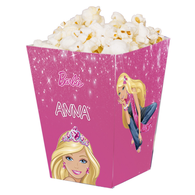 Κουτί Pop Corn με όνομα Barbie 15cmx9cmx9cm
