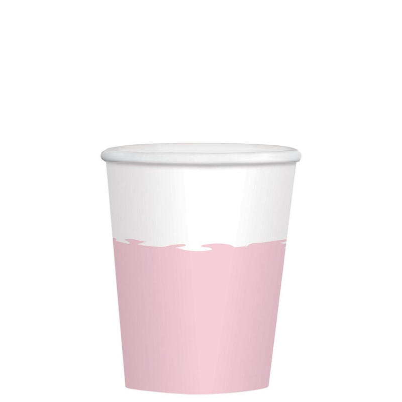 Ποτήρια χαρτ. 250ml Ροζ & Λευκό /8 τεμ