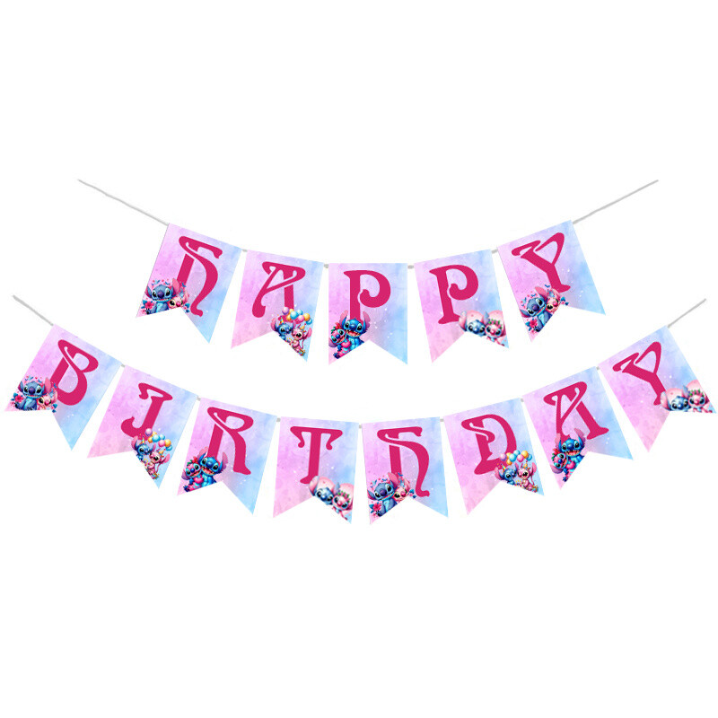 Γιρλάντα Γράμματα Stitch & Angel Happy Birthday
