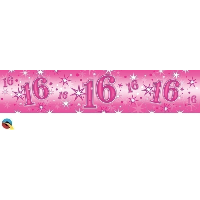 Age 16 Pink Sparkle Foil Banner