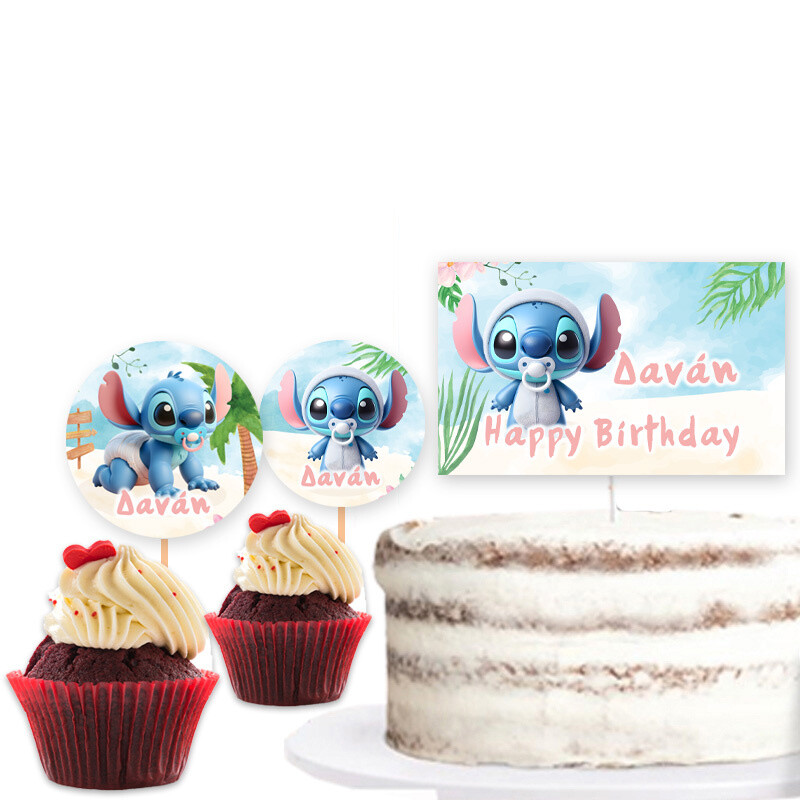 Διακόσμηση τούρτας Baby Stitch & cupcake toppers