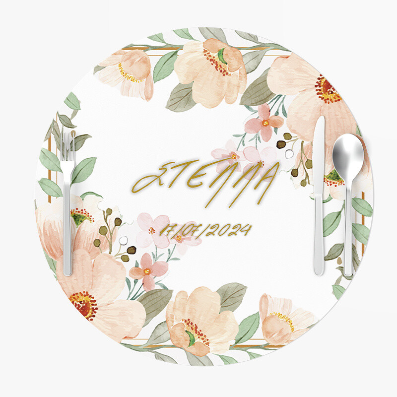 Σουπλά Χάρτινα στρογγυλά με όνομα Boho Birthday 27cm