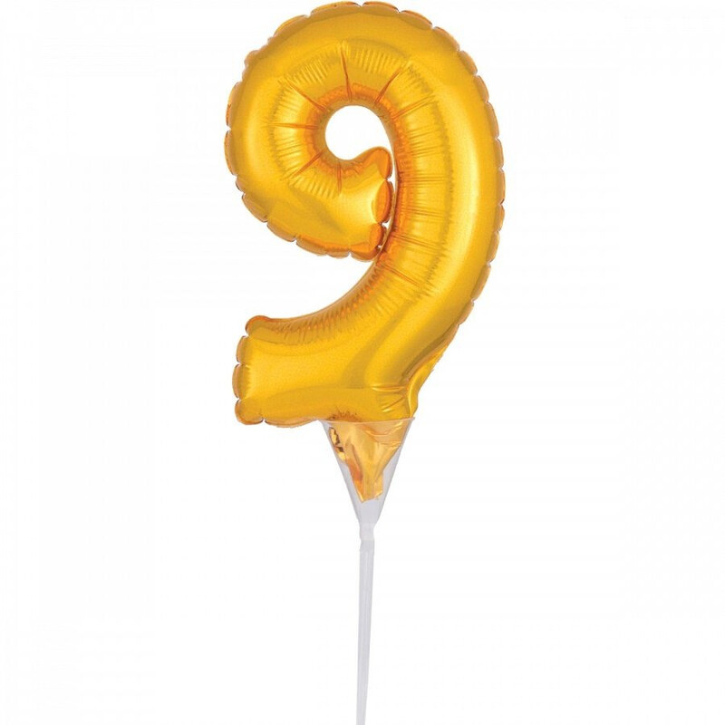 Μπαλόνι Φοιλ Μικρό Cake Pick Number '9' Χρυσό 15 εκ