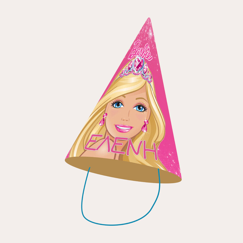 Καπελάκια πάρτυ με όνομα Barbie / 8τμχ
