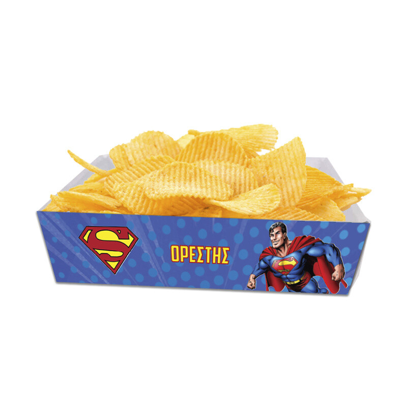 Κουτάκια για πατατάκια Superman με όνομα 8τμχ/ 15cmx10cmx4cm