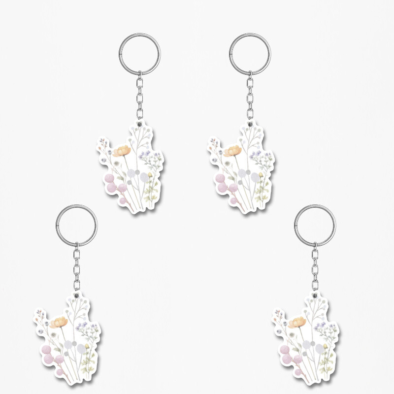 Ξύλινα Μπρελόκ Floral Pastel 5cm/ 4τμχ
