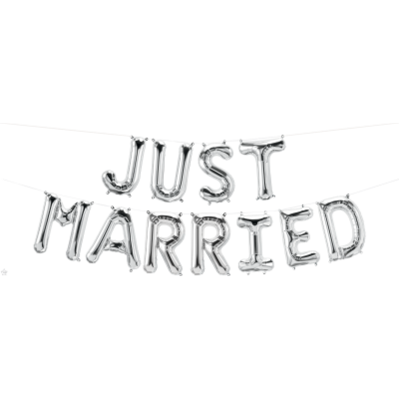 Μπαλόνι Γράμματα Just Married Ασημί/wedding