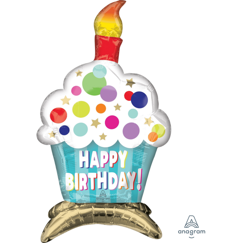 Μπαλόνι Φοιλ Ultrashape Cupcake με βάση / 38 x 60 εκ - Happy Birthday