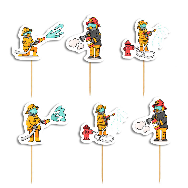 Cupcake toppers Πυροσβεστική 10cm / 8τμχ
