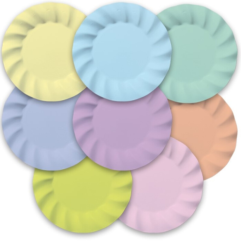 Πιάτα Χάρτινα Ø 25 cm Wavy Soft Rainbow / 8 τμχ