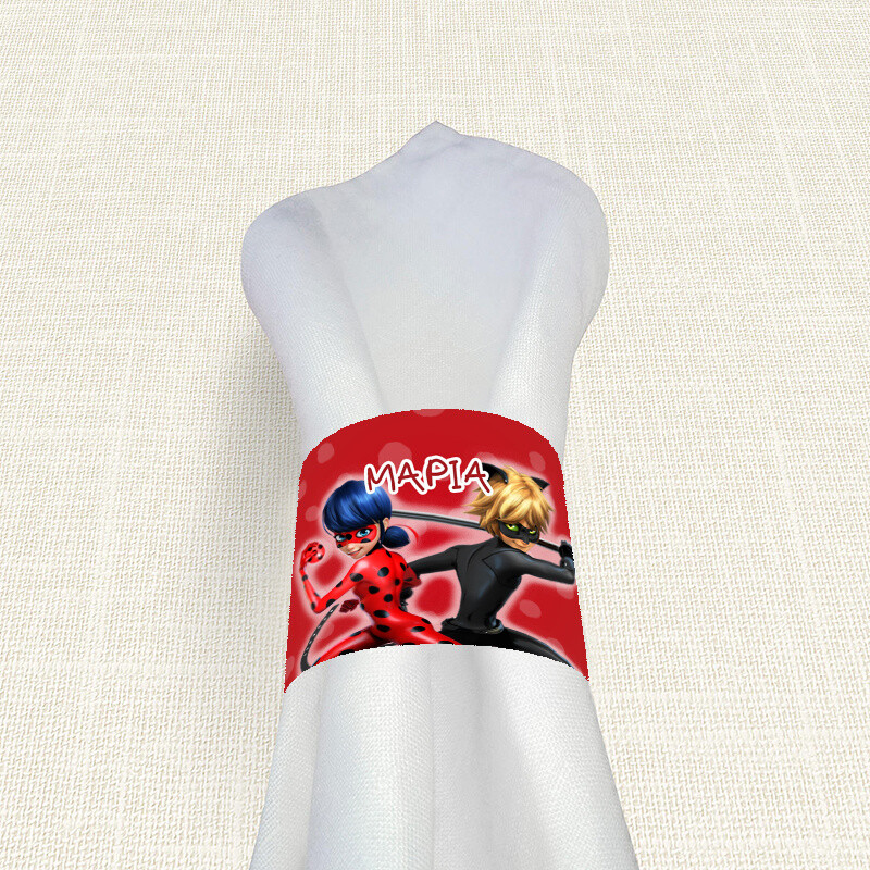 Δαχτυλίδι πετσέτας χάρτινο με όνομα Miraculous LadyBug
