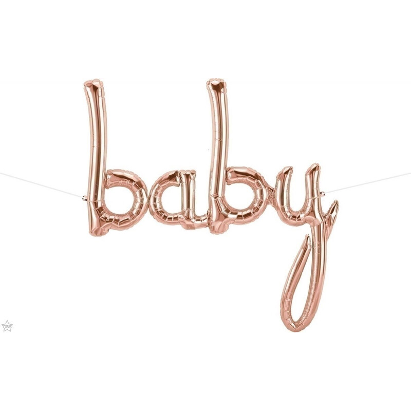 Μπαλόνι Φοιλ Script Phrase baby Ροζ Χρυσό  79 x 86 εκ