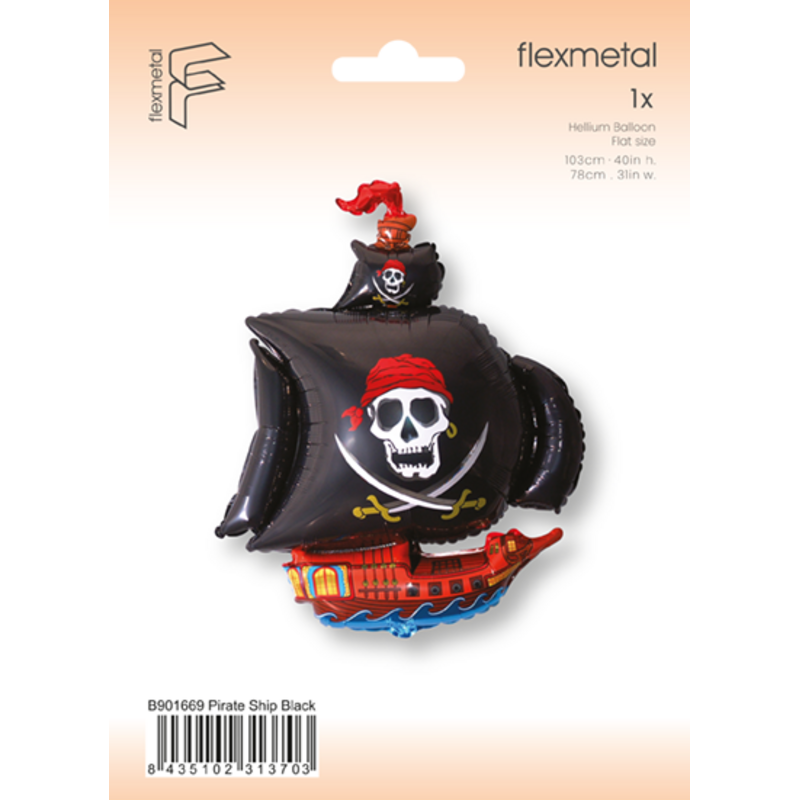 Μπαλόνι Φοιλ Σχήμα Πειρατικό Καράβι/Pirate Μαύρο / 75 εκ - Συσκευασμένο