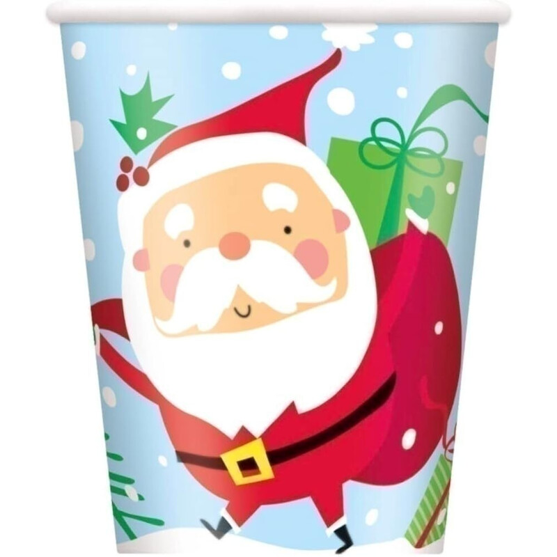 Ποτήρια Χάρτινα Άγιος Βασίλης 266m Colorful Santa / 8 τεμ.