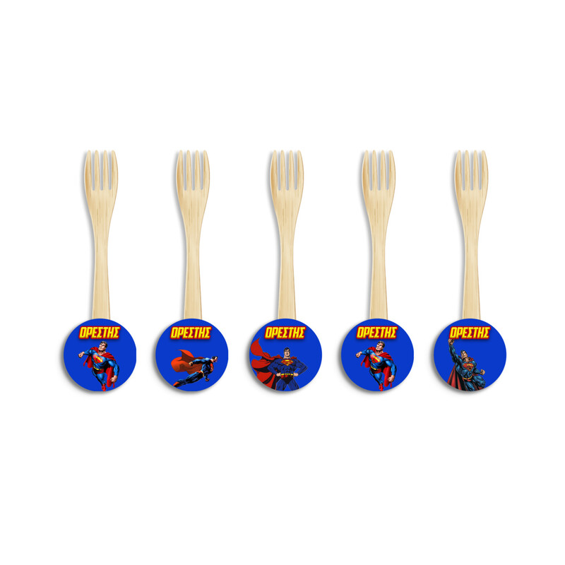 Ξύλινα Πιρουνάκια με όνομα Superman / 8τμχ