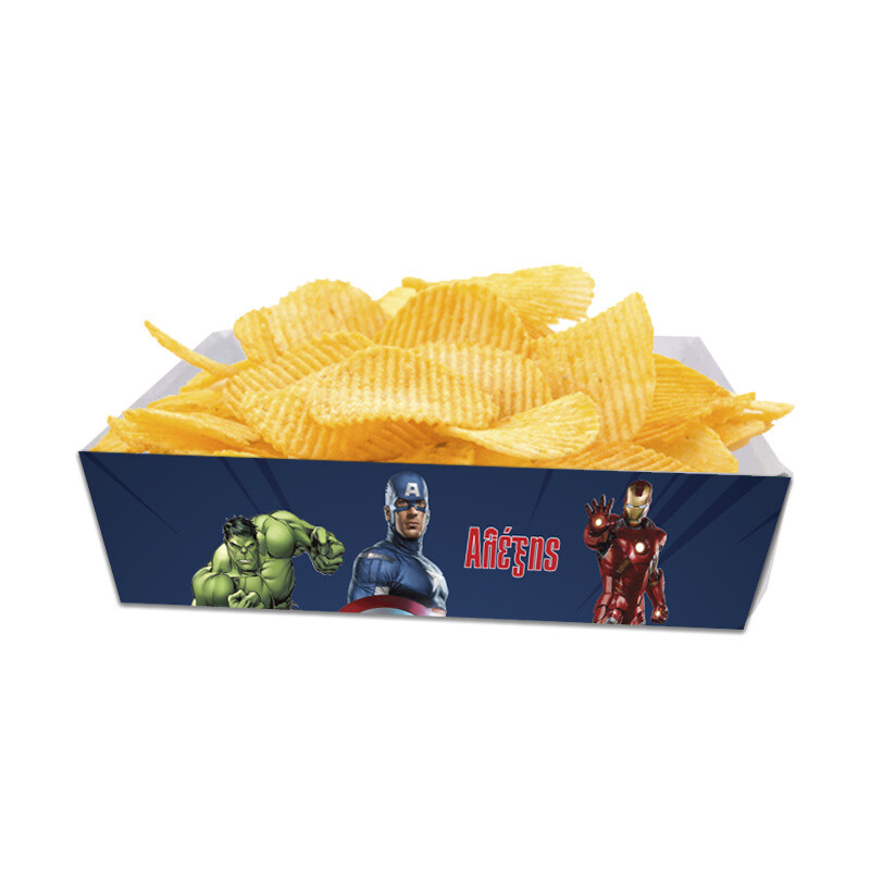 Κουτάκια για πατατάκια Avengers με όνομα 8τμχ/ 15cmx10cmx4cm