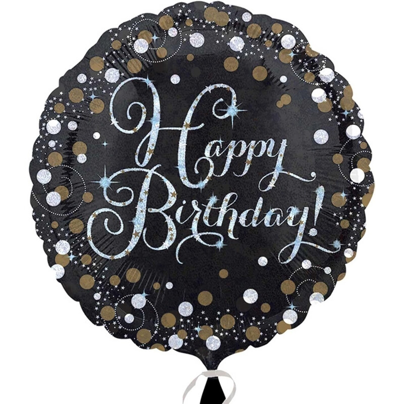 Μπαλόνι Φοιλ 18 Happy Birthday Sparkling Black / 46 εκ