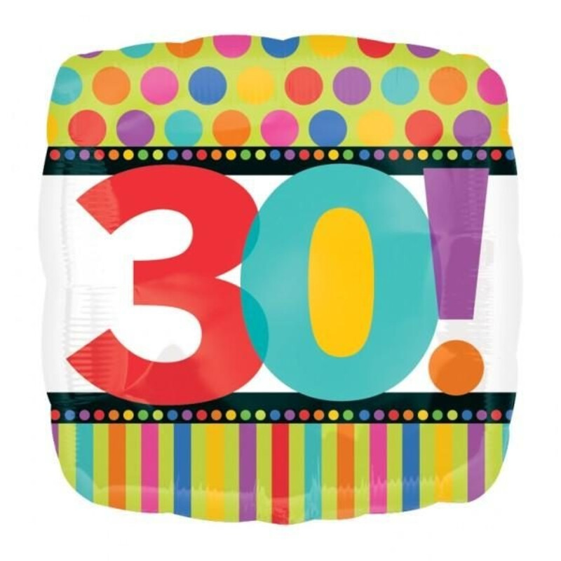 Φοιλ Μπαλόνι 18 Birthday Dots Stripes Νουμερό 30